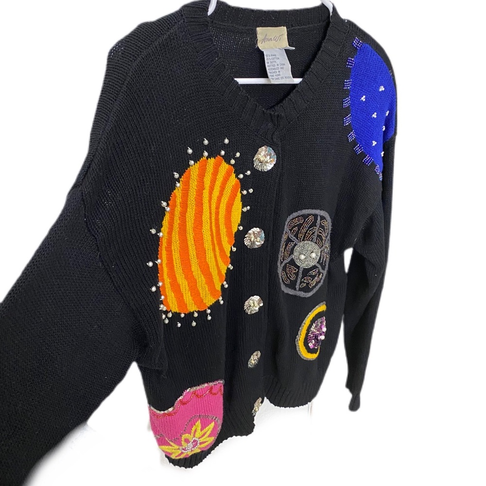Vintage 80’s one of a kind slouchy artsy sequin & knit sweater - Picture 2 of 6